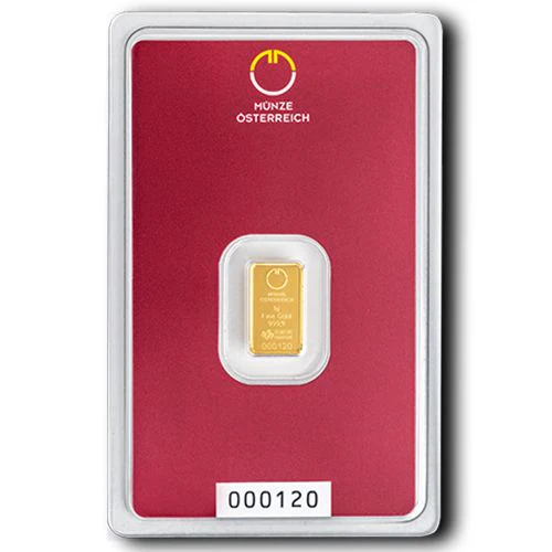 1g Gold Prägebarren Münze Österreich