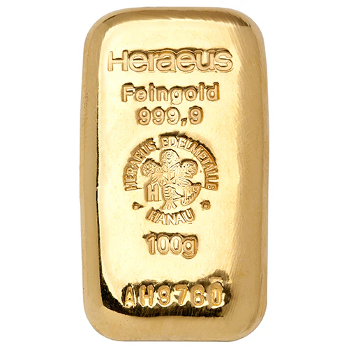 100g Gold Gussbarren Heraeus