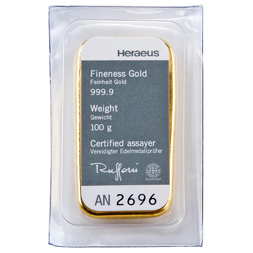 100g Gold Gussbarren Heraeus - Image 2
