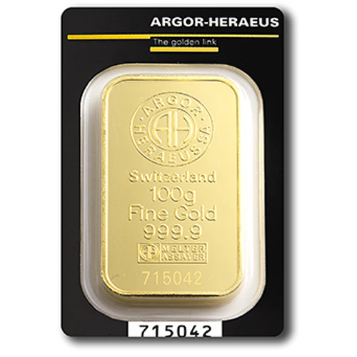 100g Gold Prägebarren Argor Heraeus