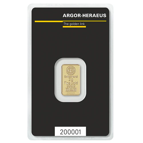 2g Gold Prägebarren Argor Heraeus