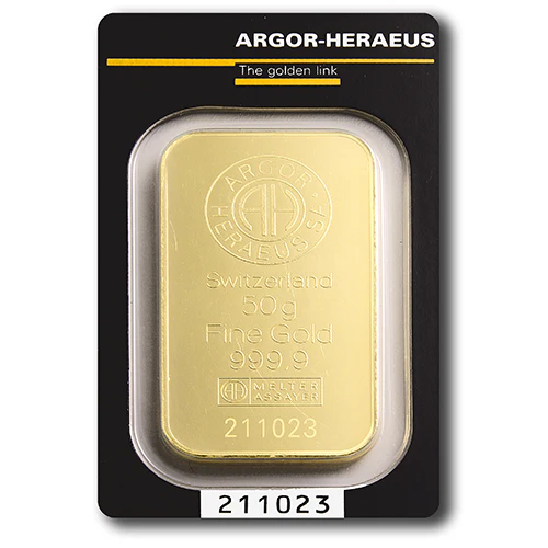50g Gold Prägebarren Argor Heraeus
