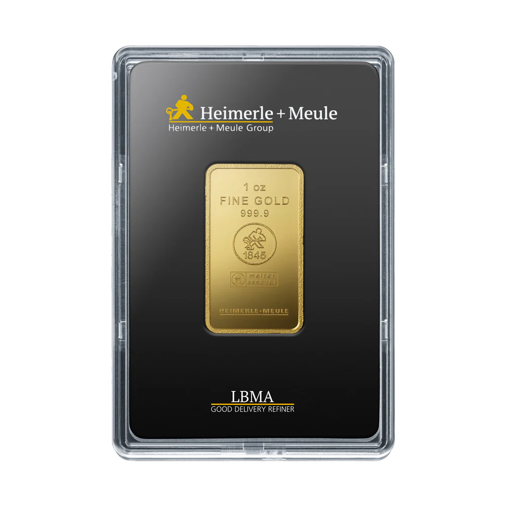 1 Unze Gold Prägebarren Heimerle+Meule