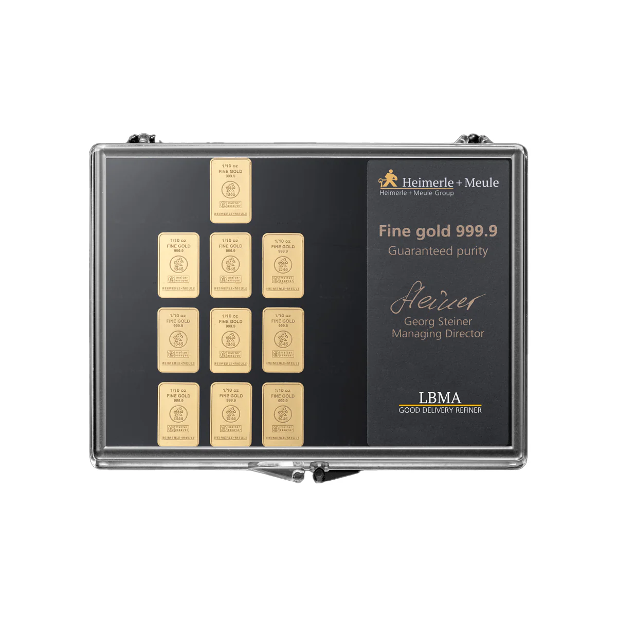 10x1/10 Unze Gold UnityBar Collection Heimerle+Meule