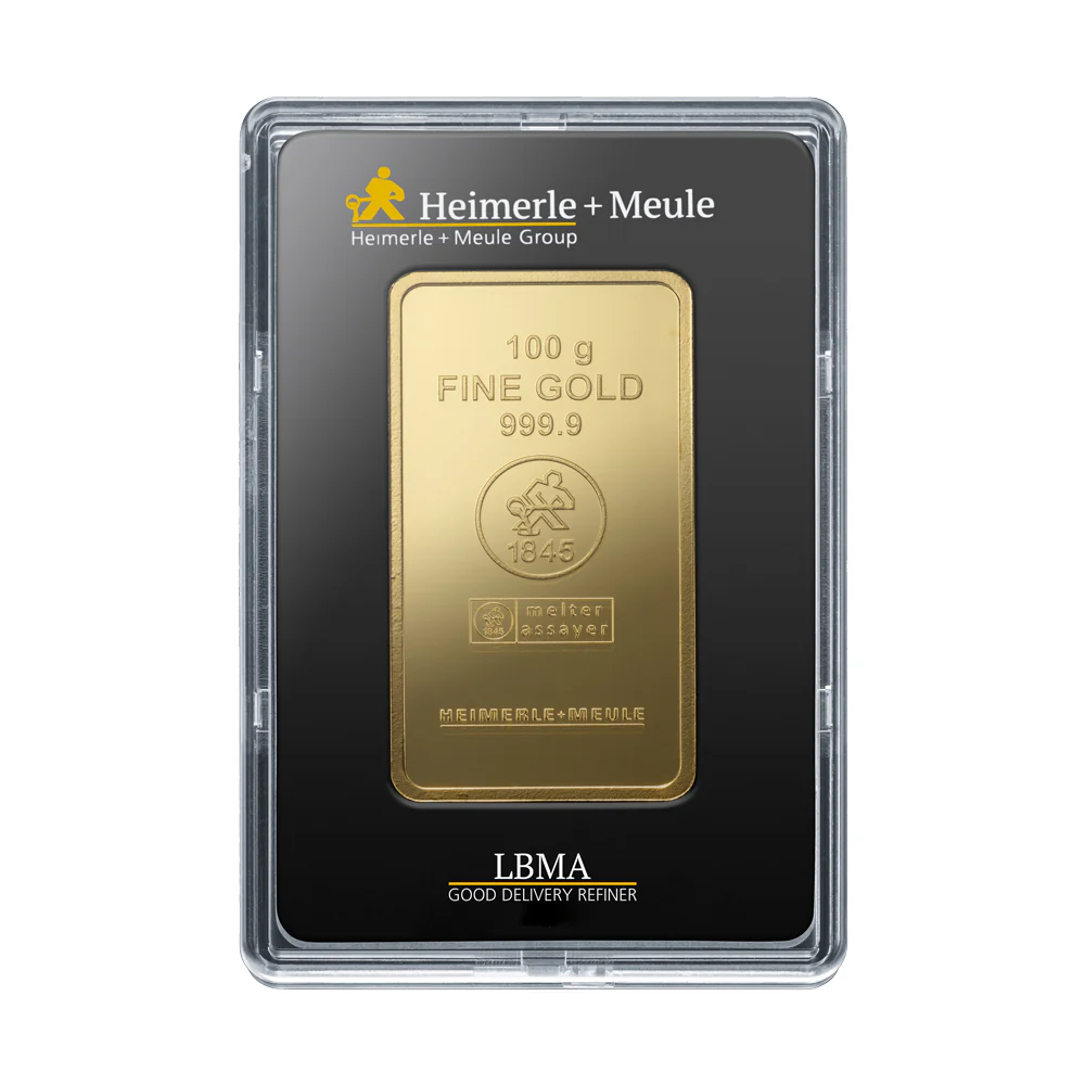 100g Gold Prägebarren Heimerle+Meule