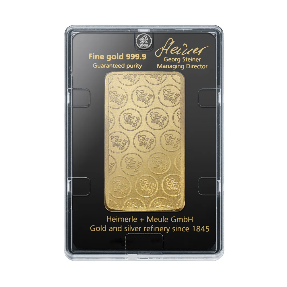 100g Gold Prägebarren Heimerle+Meule - Image 2