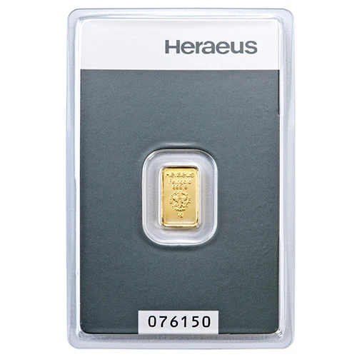 1g Gold Prägebarren Heraeus