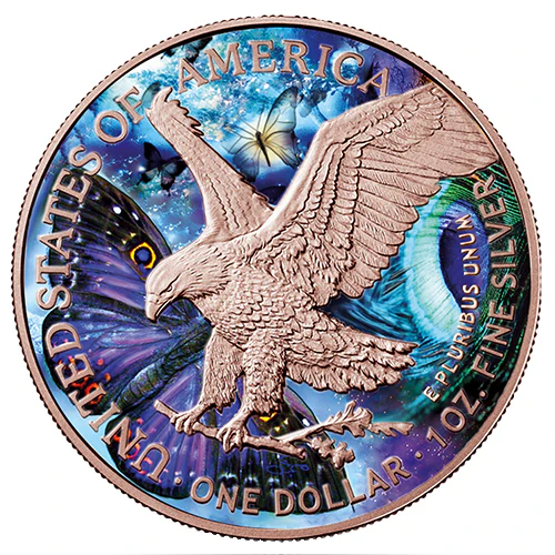 1 Unze Silber Eagle Der Schmetterling 2021 - Image 2